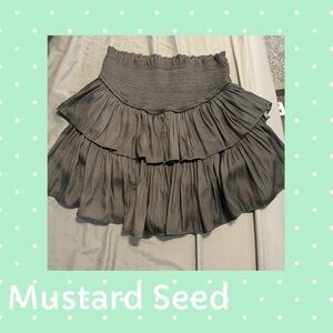 Mustard Seed Charcoal Ruffled Mini Skirt